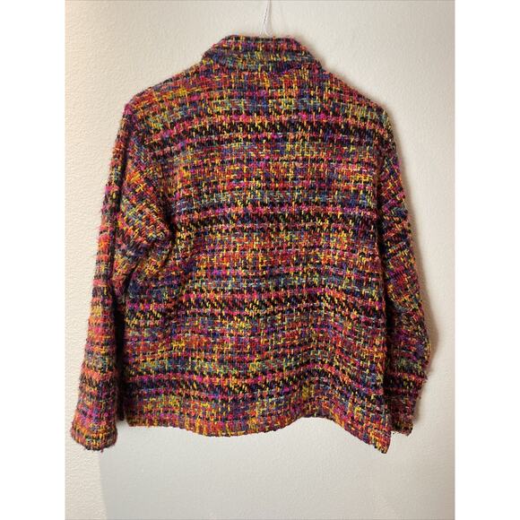 chicos design, tweed multicolor colorful blazer/ jacket, button up, size 1 - Picture 4 of 4